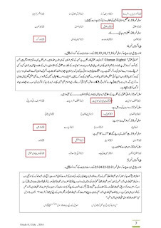 School Based assessment 2021 grade 8 Urdu ​MCQs Answers Printable A4 Size